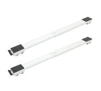 Mikikit Support Roulant Ajustable pour Machine à Laver et Réfrigérateur Socle en Plastique Blanc Double Rangée de 24 Roulettes Pivotantes Transporteur Mobile pour Appareils