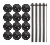 Mikikit Supports de Mât de Drapeau Facile à Transporter Base Ronde Stable en Plastique Lot de 12 Noirs de Table Afficher pour Bureau et Surface Plane