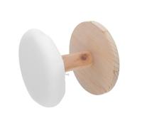 Mikikit Tabouret de Repassage et Mousse en Bois Massif avec Housse Blanche Rond Portable et Compact pour Entretien des Vêtements et Travaux de Couture
