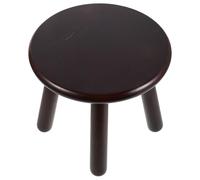 Mikikit Tabouret Rond en Bois Marron à Quatre Pieds, Design Rustique et Vintage, Tabouret Décoratif Fiable pour Chambres et Intérieur