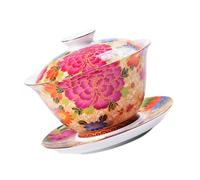 Mikikit Tasse à Thé Chinoise Céramique avec Soucoupe Ensemble Classique de Gaiwan pour Design Élégant et Pratique pour Usage