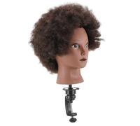 Mikikit Tête à Coiffer Afro Homme avec Cheveux Épais Bouclés pour Pratique Coiffure Mannequin Cosmétologie Cheveux Naturels Tête Entraînement pour Salon et Étudiants