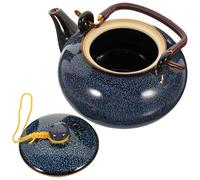 Mikikit Théière Vintage en Céramique Chinoise 2 Tasses Grosse Capacité Pot Portatif Bleu pour Maison et Salon de Thé Vaisselle Pratique pour Pause Thé Quotidienne