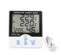 Mikikit Thermomètre Hygromètre Numérique Grand Écran Lcd Blanc, Affichage Température, Humidité et Heure, en Plastique, Suspendu Mur pour Intérieur et Extérieur