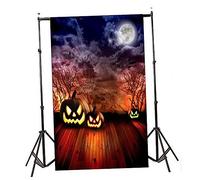 Mikikit Toile De Fond pour Halloween Décor Horreur Nocturne avec Citrouille Terrifiante pour Fêtes Et Photographie