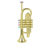 Mikikit Trompette en Plastique Dorée 4 Tons pour Garçon et Filles, Instrument Musique Éducatif, Accessoire Performance, Éveil Musical et Jeu D’Imitation, 1 Pièce