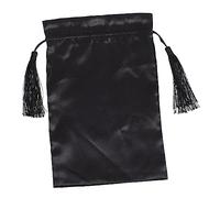 Mikikit Trousse à Cordon Noir Paquet De Rangement Multifonction Compact En Tissu Solide Satiné Noir Poche Pratique Pour Articles Divers Voyage Usage Quotidien Présent Pratique