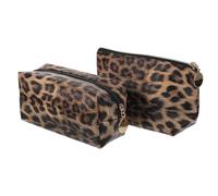 Mikikit Trousse à Maquillage à Motif Animal 2 Pcs en Cuir PU Portable Fermeture Éclair, Rangement Pratique Pouvant Se Glisser Un Paquet à Main