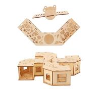 Mikikit Tunnel pour Hamster Balançoire Et Maison en Bois, Ensemble De 2 Pièces pour Cage, Jouet D'activité pour Petits Rongeurs