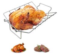 Mikim Grille à rôtir en acier inoxydable pour griller et fumer, grille à rôtir pour rôtir le poulet et la dinde, double usage, extra large, convient pour gros œufs verts et Kamado Joe, etc