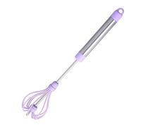 Mikinona 1 batteur à œufs rotatif réglable en silicone, fouet à ballon, batteur à œufs en silicone, batteur à œufs en métal, pour la cuisson du fouet en métal, mini fouet métallique pour faire tourner