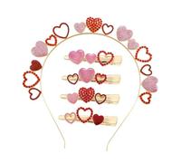 Mikinona 1 Ensemble Accessoires Capillaires Forme de Cœur Diadème et Barrette pour Fête Festival et Saint Valentin Élégant pour Créer