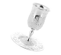 Mikinona 1 Ensemble Coupe de Vin Argentée avec Soucoupe pour Shabbat et Pâque Judaica