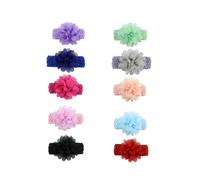 Mikinona 10 pièces Bandeaux Garçon Fille Fille Garçon Chiffon Extensible avec Fleurs Bandeau Cheveux Ajustable Accessoire Doux Né et Tout