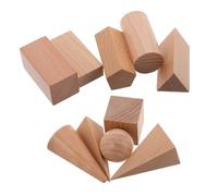 Mikinona 10 Pièces Blocs de Bois pour Garçon Fille Outils Pédagogiques de Mathématiques pour Salle de Classe et Apprentissage à Formes Solides et Modèles