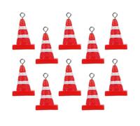 Mikinona 10 Pièces Charme Pendentif Mini Cônes de Chantier en Résine Rouge 3d Résistant la Déformation pour Création de Bijoux et Porte-clés DIY Amusant et Polyvalent