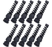 Mikinona 10 pièces Lot de Presse-étoupes Étanches Nylon Noir Protection Anti-flexion pour Câble Alimentation Connecteur avec Renfort de Traction Installation Facile et Usage Extérieur