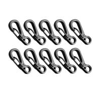 Mikinona 10 Pièces Mini Mousqueton de Verrouillage à Ressort Noir | Alliage D'aluminium, Bords Lisses et Grosse Résistance, pour Paquet à Dos, Lampe Torche, Survie et Plein Air