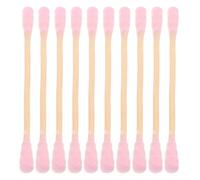 Mikinona 1000 Pièces Coton-tiges Spirale Double Tête Rose Applicateurs Maquillage Longue Tige Bois Coton Démaquillant Absorbant pour Soins Beauté et Nettoyage Oreilles