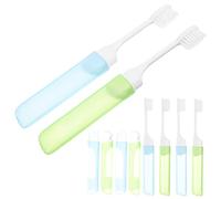 Mikinona 10Pièces Dents Pliables de Voyage Lot de Bleues Vertes pour Camping Déplacements Design Ergonomique Matériau Premium