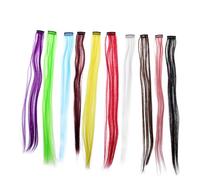 Mikinona 10pièces Extensions De Cheveux à Clipser Colorées Postiches Synthétiques Lisses Pour Fêtes Lot De Clips Métalliques