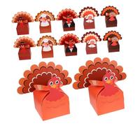 Mikinona 12 Pièces Boîtes à Bonbons Thanksgiving Papier avec Fond Carré Stable Boîtes à Friandises Automne Multicolores pour Fêtes et Récoltes