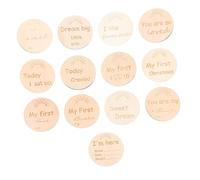 Mikinona 13 pièces Cartes Étapes Garçon Fille Bois Double Face Cartes Mensuelles Commémoratives Naissance Cadeau Naturel pour Suivi Croissance Garçon Fille