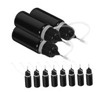 Mikinona 15 pièces Bouteille Applicateur de Colle Noire Lot Flacon Souple Précis avec Embout Aiguille pour Petits Projets de Collage et Peinture Distributeur Huile DIY Compact et Portable