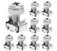 Mikinona 16 ensembles Kit de Vis pour Rack Serveur avec Écrous Cage Flottants Nickelés Antirouille avec Rondelles Nylon Préinstallées pour Montage Sécurisé sur Armoires et Supports Rack