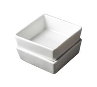 Mikinona 2 pièces Assiettes Carrées Céramique Pure Blanche Bols Miniatures Antidérapants pour Sauce et Condiments Vaisselle Polyvalente pour Tapas et Desserts