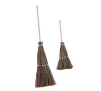 Mikinona 2 Pièces Balai Miniature Paille Décoratif pour Maison de Poupée Lot de Balais Naturels Accessoires Réalistes pour Décor et Jeu Garçon Fille