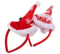Mikinona 2 Pièces Bandeau de Noël Velours Fluffy Serre-tête Chapeau de Père Noël Rouge et Blanc Accessoires de Fête Confortables et Chauds pour Soirées Cosplay et Réveillon