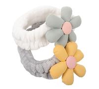 Mikinona 2 Pièces Bandeau Se maquiller duveteux Se soucier lavage tissu spa colorant Accessoires de cheveux pour les filles soin du visage satin fleur rembourré couler noué élastique coton