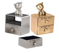 Mikinona 2 pièces Boîte à Dents de Lait Garçon Fille Métal Solide Coffret Souvenir Double pour Dents et Boucle Boîte Cadeau pour Filles et Garçons Collection Mémoire Enfance