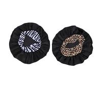 Mikinona 2 Pièces Bonnet de Sommeil Élastique Satin Noir Lot de Chapeaux à Large Bord pour Soins Capillaires Protection des Cheveux et Utilisation à Domicile