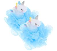 Mikinona 2 Pièces Boule de Bain Licorne Exfoliante Maille Éponge de Bain Nettoyante pour Corps et Garçon Fille