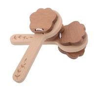 Mikinona 2 Pièces Castanets Solid Wood Paw Shape Long Handle Hand Clappers Musical Percussion Instruments for Music Education and Play