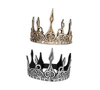 Mikinona 2 Pièces Couronne Décoration Accessoires De Costume Médiéval Couronne D'Or Couronne Médiévale Pu Couronne Roi Couronne Cosplay Prince Héritier Couronne Reine Couronne Roi Costume