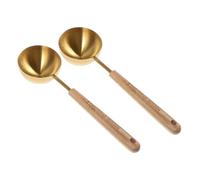 Mikinona 2 Pièces Cuillère de Mesure pour Café avec Manche Unique Cuillère à Mesurer Robuste et Réutilisable pour Poudre de Lait et Grains Ustensile de Cuisine Élégant et Finition Dorée