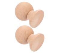 Mikinona 2 Pièces Embouts Décoratifs pour Meubles, Boule 6cm en Bois | Inachevé, Surface Lisse, Pose Facile, pour Tringles à Rideaux et Poteaux, Beige