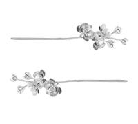 Mikinona 2 Pièces Hair Pins Brushed Metal Butterfly Flower Hair Sticks Lightweight Chinese Style For Women Hanfu Bridal Daily Wear