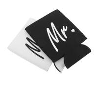 Mikinona 2 Pièces Housse de Refroidissement pour Canette de Mariage Lot de Manchons Isolants Néoprène avec Imprimé Mr Mrs Parfait pour Vin et Soda Accessoire pour Événements et Réceptions