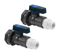 Mikinona 2 Pièces Kit Robinet Cuve Eau Pluie PVC 3/4'' DN20 Noir avec Vanne de Contrôle Facile pour Système d'Irrigation, Aquarium et Piscine Extérieur