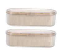 Mikinona 2 Pièces Makeup Sponge Holder With Lid Transparent Makeup Organizer Case For Brushes Lipsticks And Beauty Tools Compact And Stylish Vanity Storage