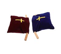 Mikinona 2 Pièces Offrande Église avec Poignées Bois de Collecte pour Communion et Cérémonies Religieuses Volume Broderie Croix Élégante et Facile à Tenir