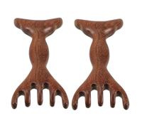 Mikinona 2 pièces Peigne de Massage Bois Double Tête Multifonction pour Chevelu Gua Sha et Méridiens Léger et Portable pour Maison Bureau Voyage