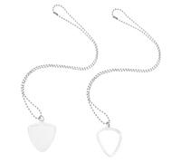 Mikinona 2 Pièces Plastic Guitar Pick Holder Necklace Set with Long Chain Transparent Pendant for Secure Storage and Quick Access Stylish Accessory for Acoustic and Bass Guitarists