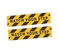 Mikinona 2 pièces Ruban Adhésif Antidérapant avec Texte Noir Jaune Watch Your Step pour Escaliers et Sols Industriels Autocollant Avertissement Sécurité Résistant et Auto-adhésif