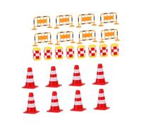 Mikinona 24 pièces Lot de Jouets Signalisation Routière pour Garçon Fille Cônes de Sécurité et Barrières Simulées Jouets Cognitifs Éducatifs pour Apprentissage Circulation de Pylônes Rouge