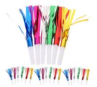 Mikinona 24 Pièces Sifflets Garçon Fille Multicolores à Franges Métalliques Souffleurs Bruyants pour Fête Anniversaire Jouets Lot Kermesse Garçon Fille Mixte